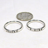 Personalized Sterling Silver Rings, 2.4 mm set of 2