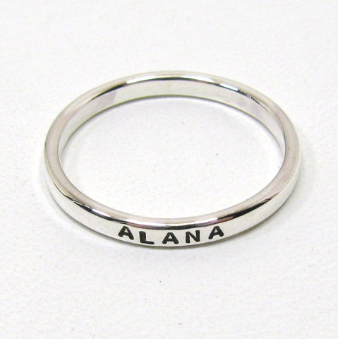 Personalized Sterling Silver Stacking Rings - 2.4 mm