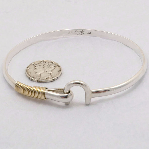 Grande sterling silver hammered hook & eye bracelet