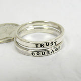 Personalized Sterling Silver Rings, 2.4 mm set of 2