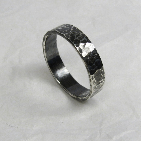 Silver Monogram Ring Side Motif Detailing Antiqued Finish 