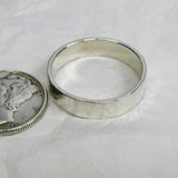 Fine Silver Ring, 5mm, Pure Silver Ring, Fine Silver Wedding Ring, Hammered Rustic Silver Ring, .999FS Wide Ring.