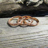 Solid Copper Ring 2.5mm,  Custom Copper Promise Ring, Name & Birthday Copper Ring, Personalized copper ring, Narrow copper stacking ring