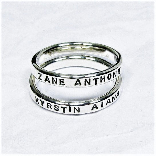 Personalized Sterling Silver Rings, 2.4 mm set of 2