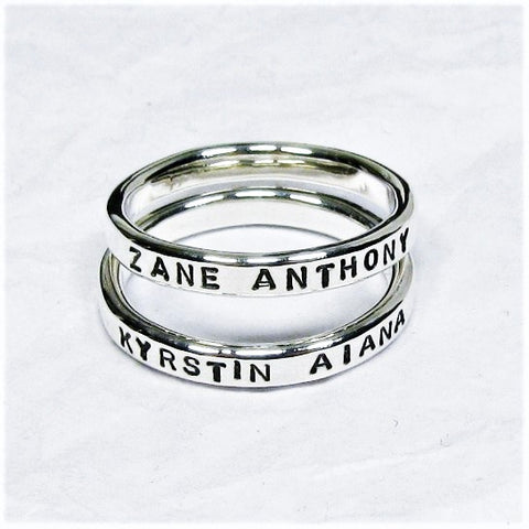 Personalized Sterling Silver Rings, 2.4 mm set of 2
