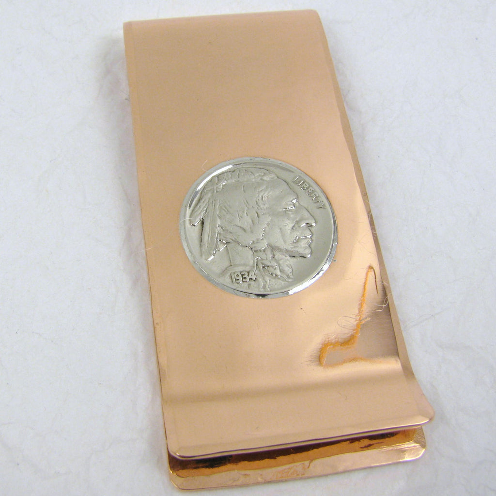 Copper Money Clip with Vintage Buffalo Nickel