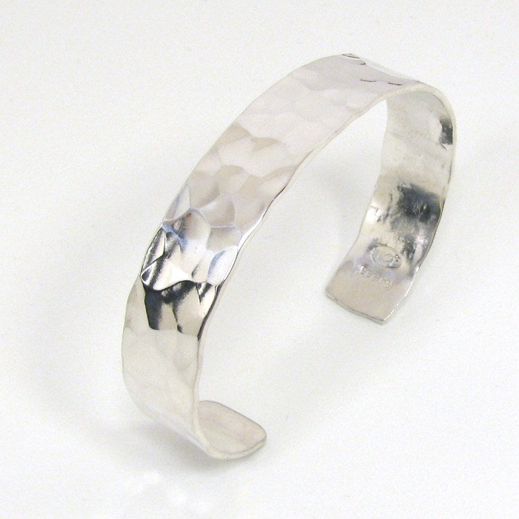 Rustic pure silver cuff bracelet