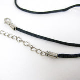 20" Black Satin Cord, Silver Lobster Clasp, Adjustable Length 18" - 20 ", Necklace Charm Cord