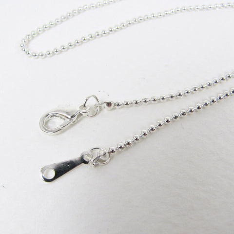 17" Silver Plated Ball Chain 1.5mm, Pendant Chain
