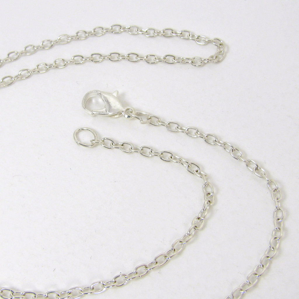 Silver Plated Flat Link Cable Chain with Lobster Clasp - 2 mm X 16 Inch