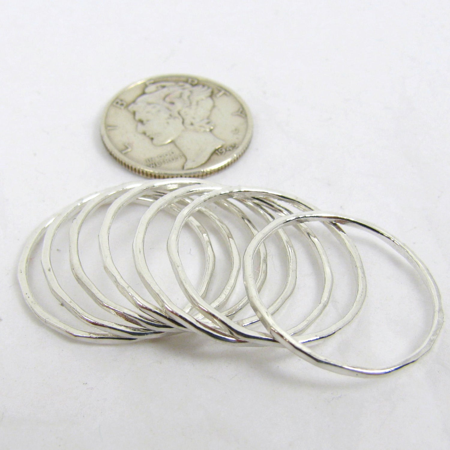 Thin silver ring set deals