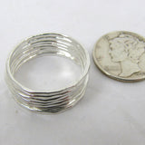 7 Fine Silver Stacking Rings, Midi Stacking rings, Fine Silver Rings, Thin Silver Rings, Set of 7, Narrow Hammered Rings