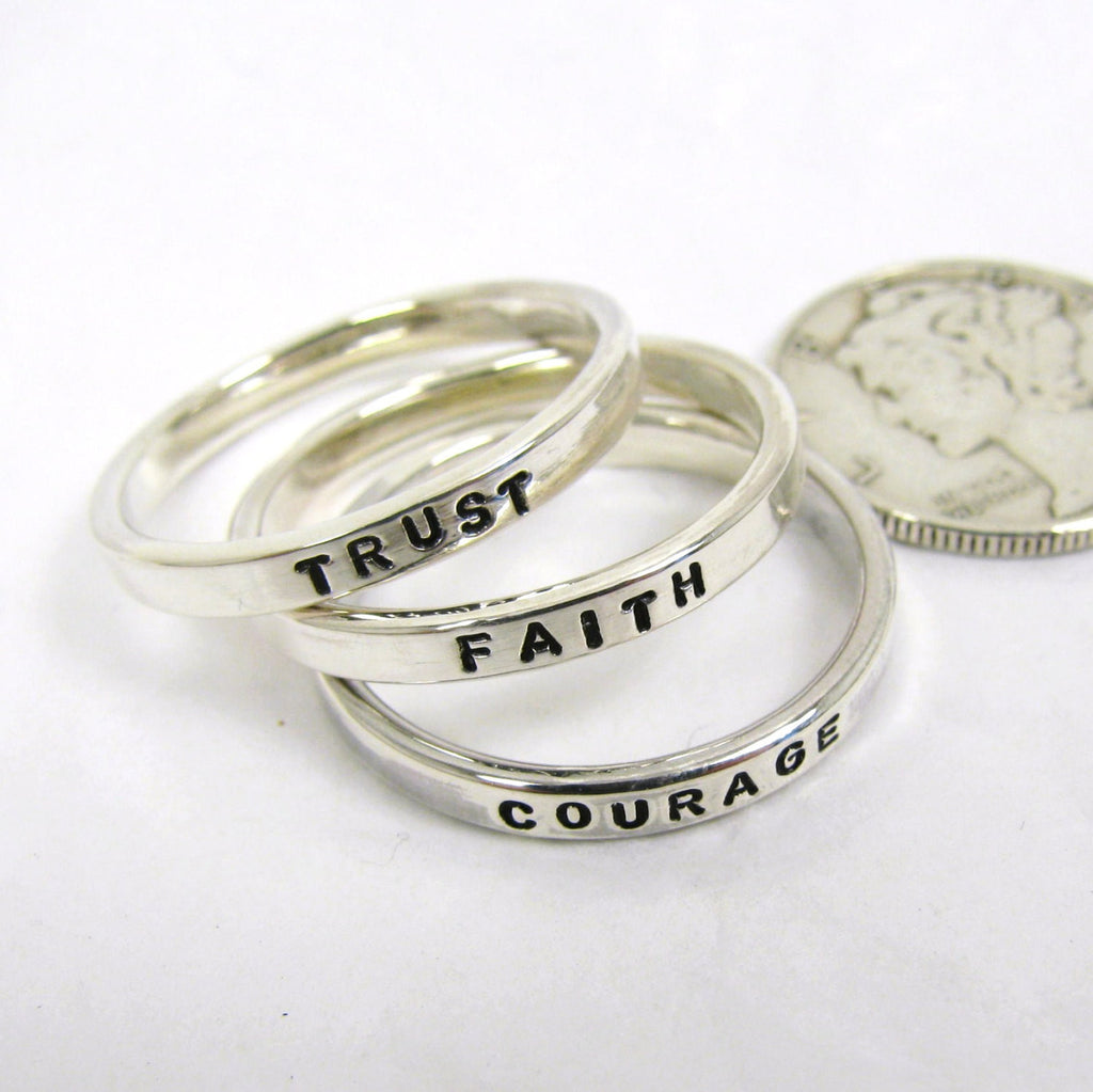 Sterling silver personalized hot sale stackable rings