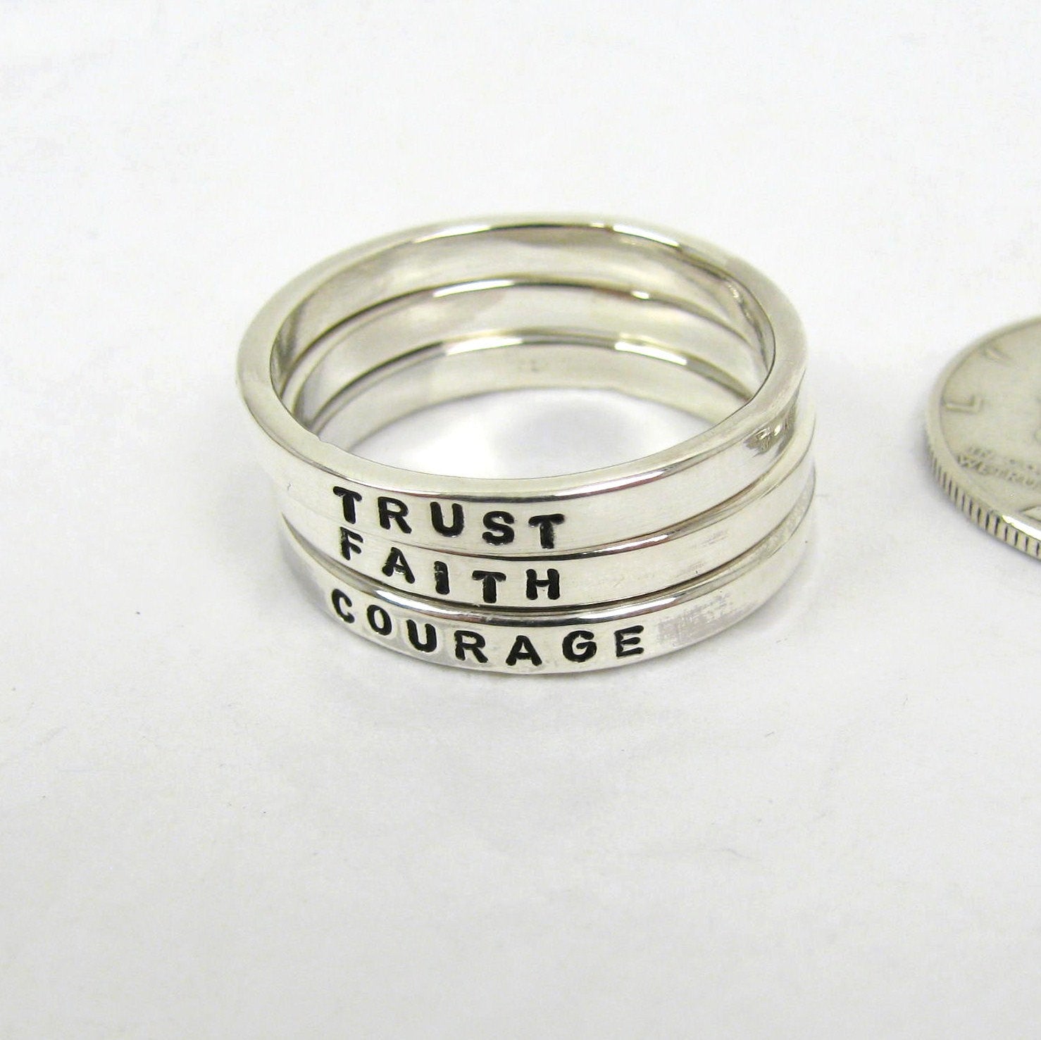 Personalized Stacked Skinny Ring | Sterling Silver Name Ring, Stacking -  aka originals