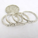 4 Sterling Silver Letter Rings,  1.75mm Stacking Rings,  Initial Rings, Personalized Silver Rings,  Mom Rings, Silver letter rings
