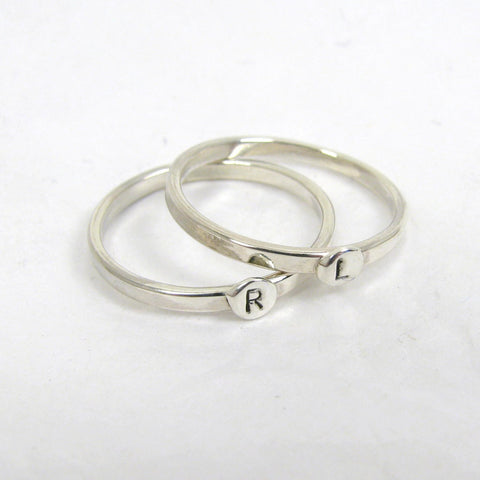4 Sterling Silver Letter Rings, 1.75mm Stacking Rings, Initial Rings, – The  Copper Phoenix