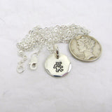 Silver Charm Necklace , Fine Silver Pendant,  Silver Monogram Necklace, Bridesmaid Gift Necklace