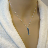 Fine Silver Bar Necklace, Minimalist Necklace, Pure Silver Personalized Necklace, Necklace for Women,  Sterling Silver Chain
