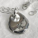 Fine Silver Monogram Teardrop Necklace, Minimalist Necklace, Pure Silver Personalized Necklace, .999FS Reclaimed Silver, Mom Necklace
