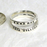Personalized Sterling Silver Rings, 2.4 mm set of 2