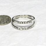 Personalized Sterling Silver Stacking Rings - 2.4 mm, set of 2