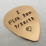 Personalized Copper Guitar Pick, Polished Finish Copper Guitar Pick, 7th Anniversary Gift, Copper Anniversary