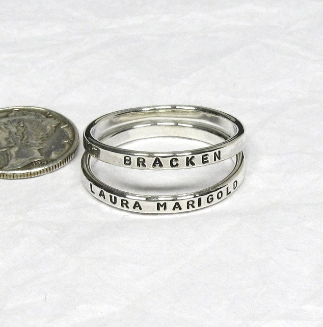 Text Engraved Sterling Silver Band Ring - Secret Message Rings - Gift -  Nadin Art Design - Personalized Jewelry